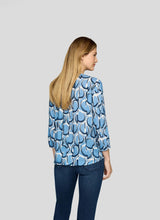 Load image into Gallery viewer, Blue Print Split Neck Blouse - Rabe