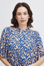 Load image into Gallery viewer, 3489 - Blue, Short Sleeved, Mandarin Collar, Summer Dress - Fransa