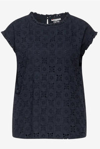 344661- Navy Crochet Blouse - Street One