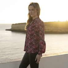 Load image into Gallery viewer, Long Sleeve Blouse with Buttons Abstract Print - Marble