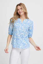 Load image into Gallery viewer, 3742- Cornflower Blue Linen Blouse - Fransa