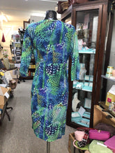 Load image into Gallery viewer, 618 - Green &amp; Blue Print Buckle Dress- Via Veneto