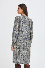 Load image into Gallery viewer, Navy Pattern Knee Length Dress - Fransa