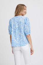 Load image into Gallery viewer, 3742- Cornflower Blue Linen Blouse - Fransa
