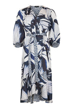 Load image into Gallery viewer, Navy Satin Print Dress - Tia