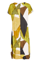 Load image into Gallery viewer, Green multi colour graphic print eve neck dress - Naya