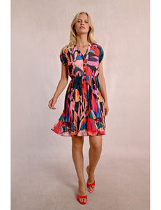 1383- Multi Colour Pleated Dress - Molly Bracken
