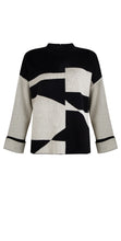 Load image into Gallery viewer, 7211- Crew Neck Abstract Print Knit Jumper-Black/White-Foil
