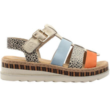 Load image into Gallery viewer, Blue, Nude, Pumpkin &amp; Aqua Sandal - Rieker