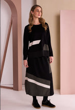 Load image into Gallery viewer, Black &amp; Thyme Drawstring Hem Skirt With Colour Angled Panels At Hemline - Naya