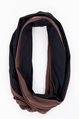 Two Tone Soft Jersey Neck Scarf (Cocoa) - Naya