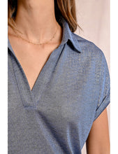 Load image into Gallery viewer, 1811 - Shimmer Polo-Shirt -  Blue -Molly Bracken