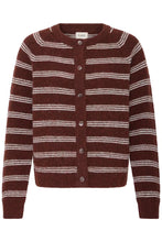 Load image into Gallery viewer, Burgundy Striped Cardigan - Fransa