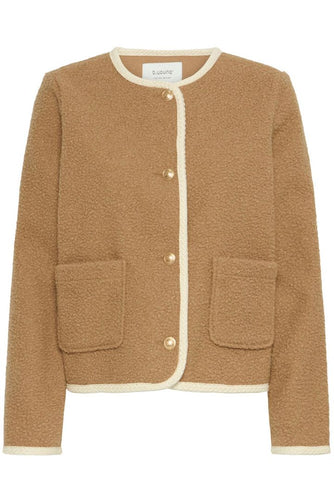 Beige & Cream Fleece Cardigan - B.Young