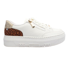 Load image into Gallery viewer, White and Leopard Lace-Up Trainer - Rieker