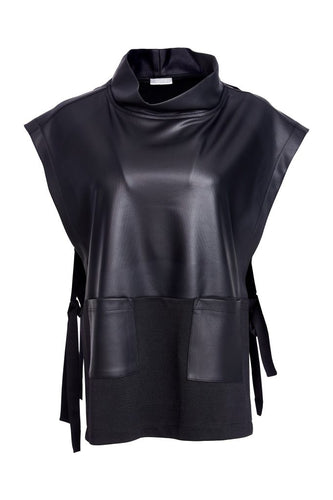 Leatherette Top with Tie Detail - Naya