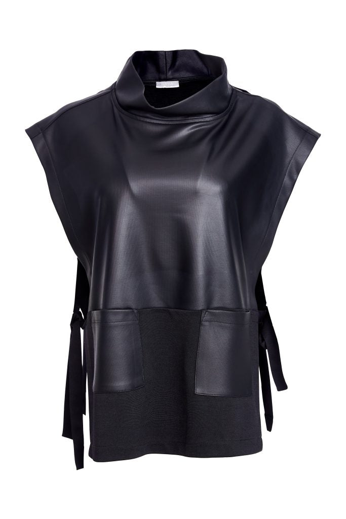 Leatherette Top with Tie Detail - Naya