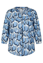 Load image into Gallery viewer, Blue Print Split Neck Blouse - Rabe