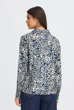 Load image into Gallery viewer, Art Lines Navy Print Blouse - Fransa