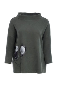 High Neck Placement Print Top - Naya