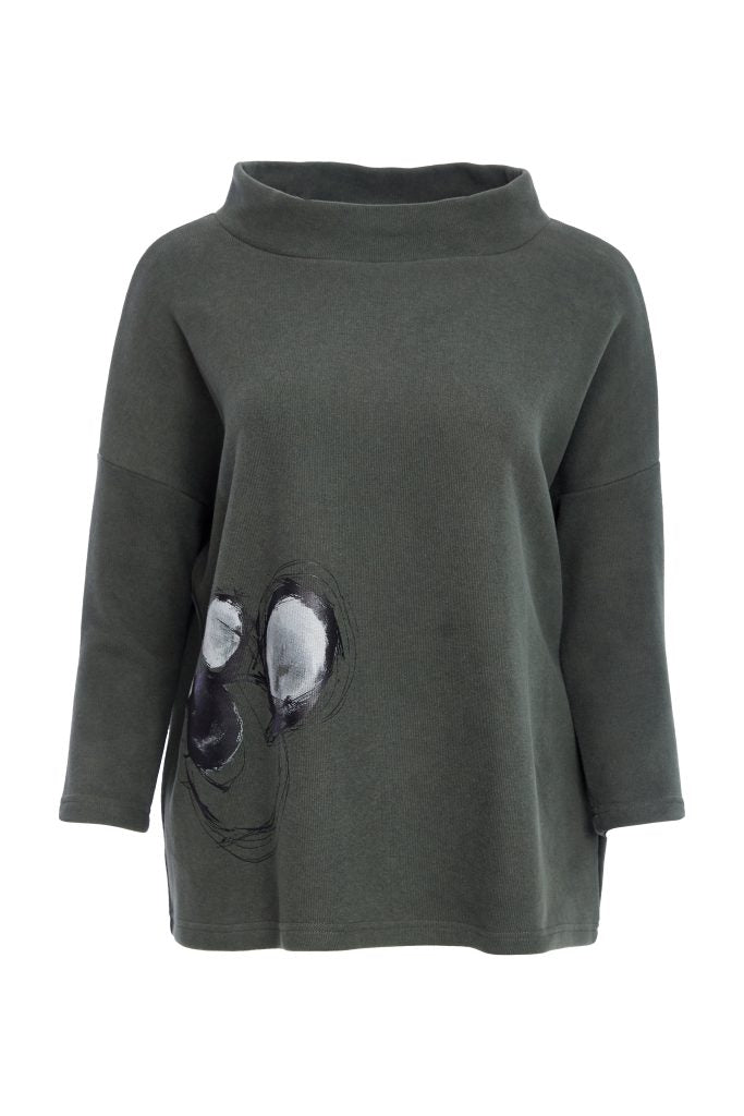 High Neck Placement Print Top - Naya