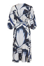 Load image into Gallery viewer, Navy Satin Print Dress - Tia
