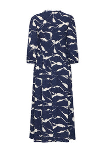 3512- Navy/Cream Mix Dress- Fransa
