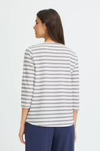 Load image into Gallery viewer, White Tshirt with Navy Stripe - Fransa