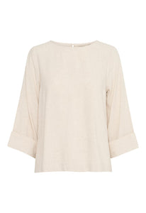 5454- Whisper White Linen Top- Fransa