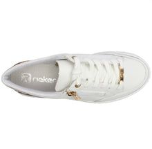 Load image into Gallery viewer, White and Leopard Lace-Up Trainer - Rieker