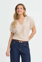 Load image into Gallery viewer, Oatmeal Linen Mix Blouse- Fransa