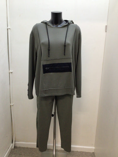 25130 - Hoodie with Contrast Panel - Army Green - Naya