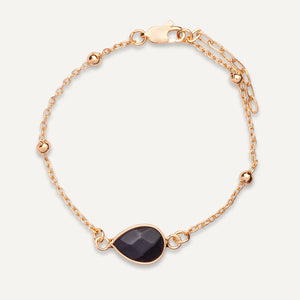 DB2045H- Delicate clasp bracelet in gold tone with black spinel - D&X London