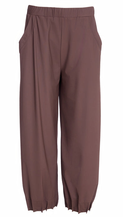 Wide Leg Trousers with Tuck Hem (Cocoa) - Nayat
