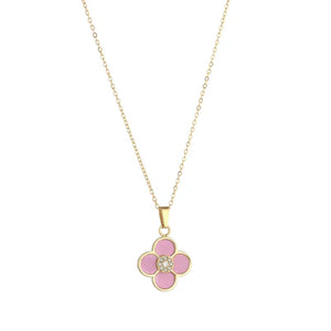 Pink Flower Pendent  - Knight & Day Jewellery