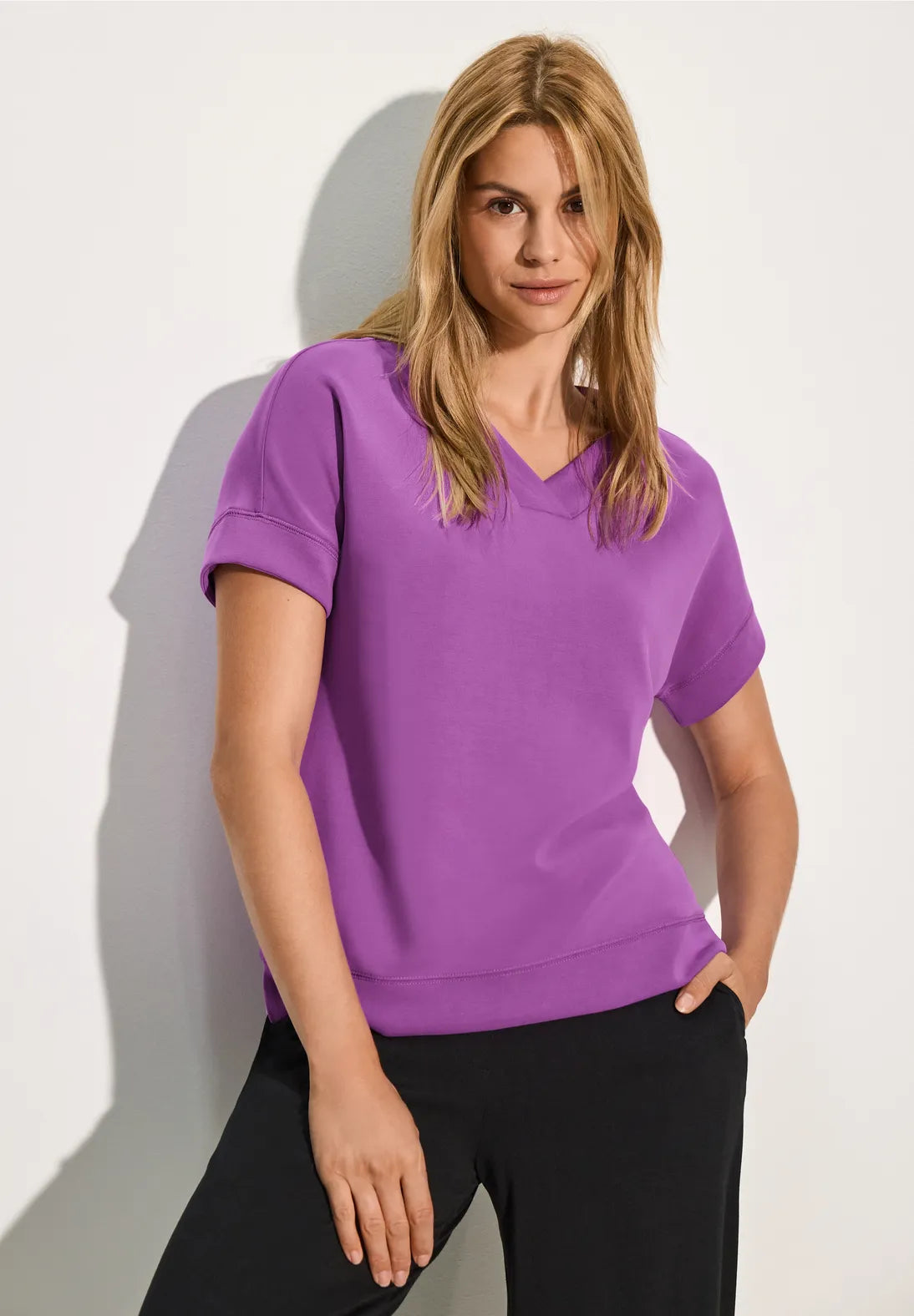 302782 V Neck short sleeve sweatshirt Cecil Fifty Seven Boutique