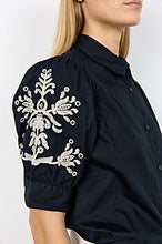 Load image into Gallery viewer, Black Shirt with Embroidered Sleeve - Soya Concept