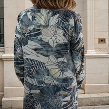 Load image into Gallery viewer, NSDQ891- Navy Cream &amp; Gold Floral Shirt Dress - Powell Craft