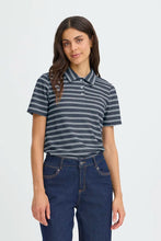 Load image into Gallery viewer, Navy Strip Collar T- Shirt- Fransa
