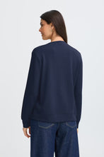 Load image into Gallery viewer, Navy Sweatshirt with Flower detail - Fransa