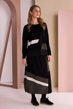 Load image into Gallery viewer, Black &amp; Thyme Round Neck Top With Colour Inset Bands- Naya