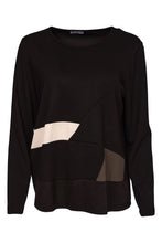 Load image into Gallery viewer, Black &amp; Thyme Round Neck Top With Colour Inset Bands- Naya