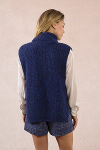 Knitted Sleeveless Sweater Navy - Molly Bracken