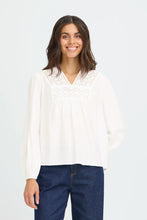 Load image into Gallery viewer, Cream Blouse with Neck Detail- Fransa