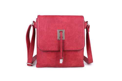 F7992- Toggle Crossbody Bag - Red
