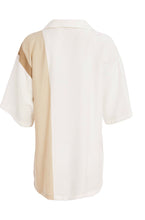 Load image into Gallery viewer, White&amp;Pebble Crinkle Effect Top With Collar And Contrast Side Panel - Ora