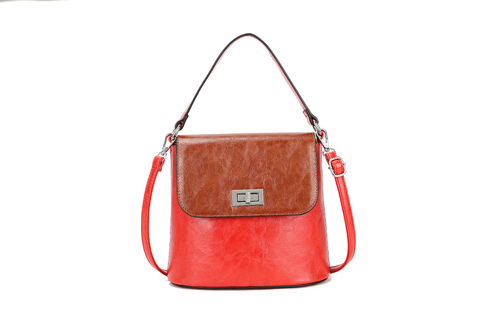 F9995 -2 Tone Bucket Bag - Red