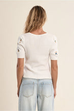Load image into Gallery viewer, Offwhite Floral Short Sleeve Sweater- Molly Bracken