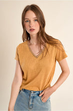 Load image into Gallery viewer, Mango Yellow Knitted T shirt with Gold Detail - Molly Bracken