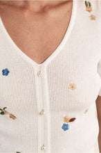 Load image into Gallery viewer, Offwhite Floral Short Sleeve Sweater- Molly Bracken